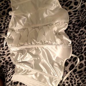 White lace up corset